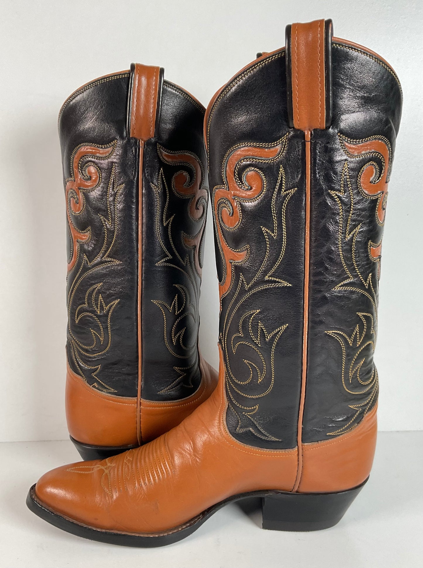 Vintage 60s Tony Lama Longhorn Cowboy Boots Men’s 8.5 | Women’s 10 Gold Label