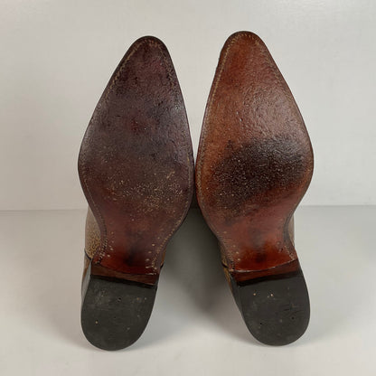 Vintage Wrangler Algonquin Toe Cowboy Boots | Sea Turtle Imitation Print | Men’s 9.5 D