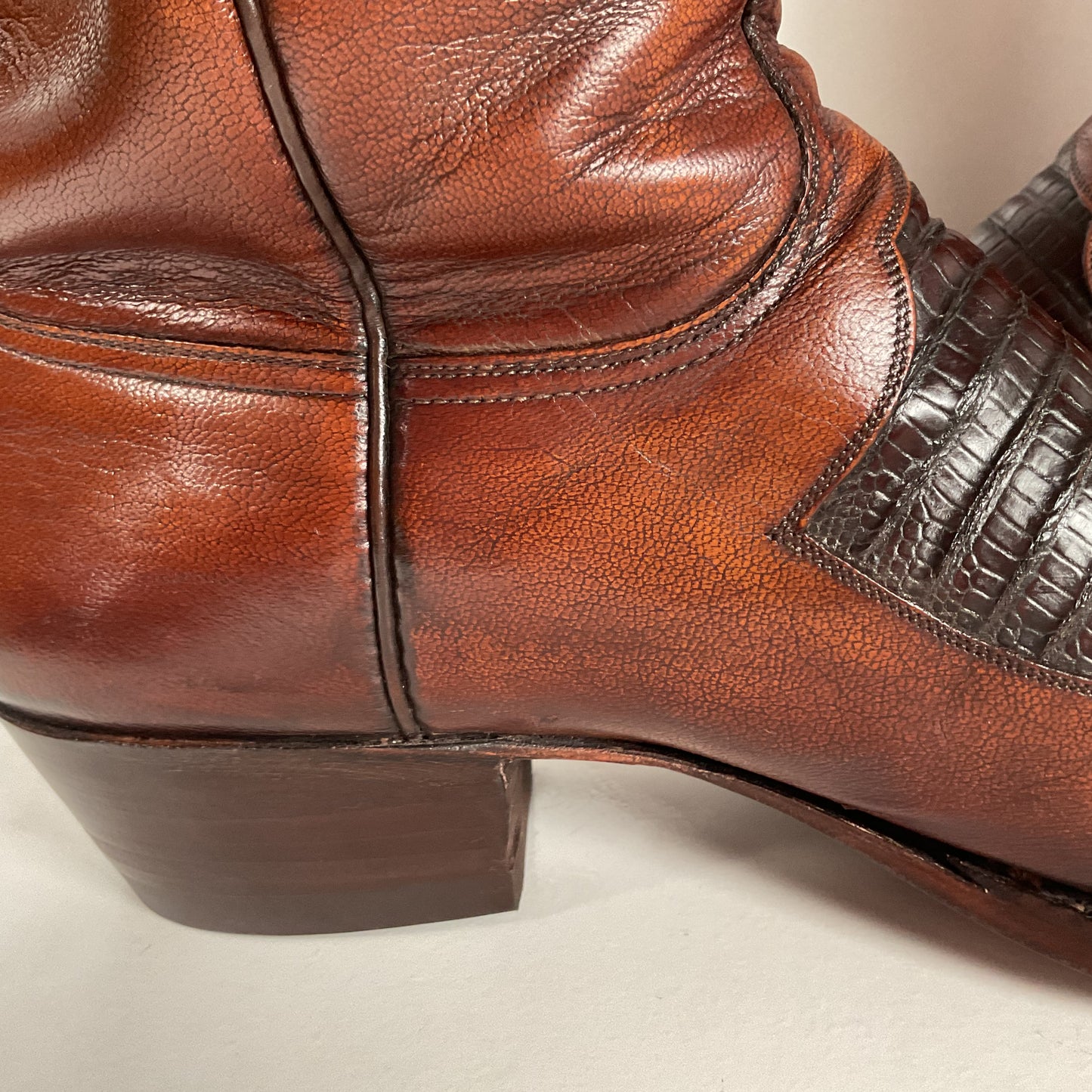 Vintage Lucchese Goat Skin Cowboy Boots | Lizard Inlay | Men’s 8.5 D