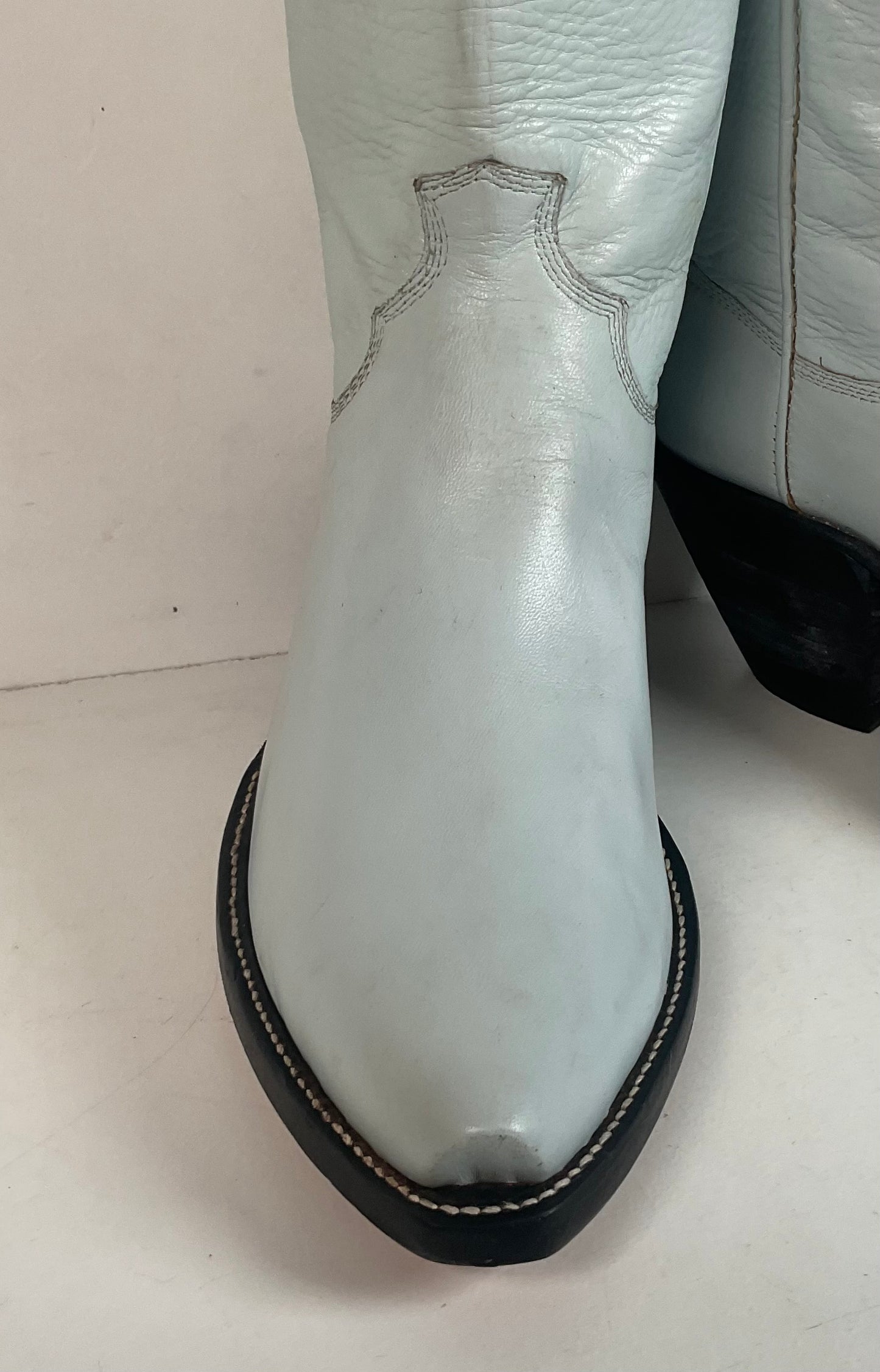 Custom Tall Top Cowboy Boots 11 Wide Shooter Style Off White