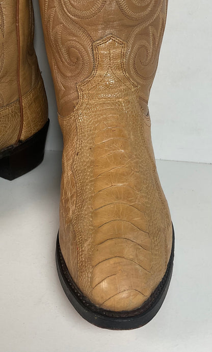 Dan Post Blonde Ostrich Leg Cowboy Boots 9 D Exotic