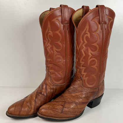 Vintage Tony Lama Eel Skin Cowboy Boots 8.5 D Gold Label Exotic