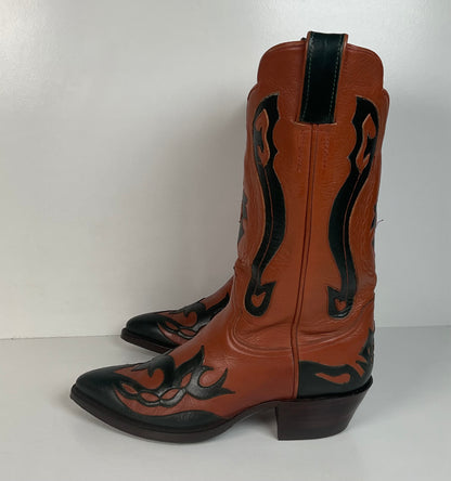 Vintage Caboots Wingtip Cowboy Boots | Tooled Inlays | Men’s 8 | Women’s 9