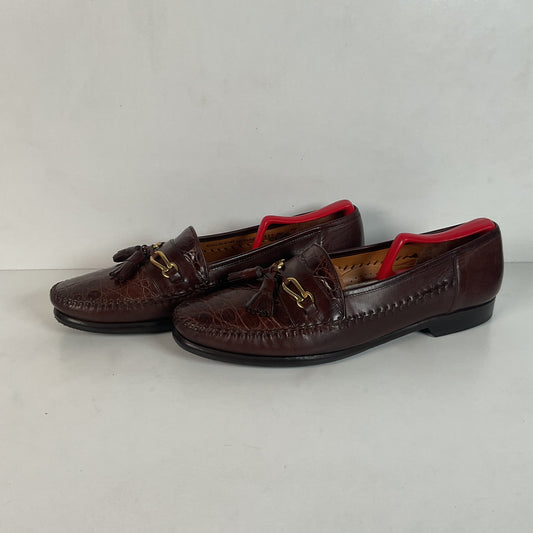 Recrafted Mezlan Crocodile Tassel Loafers 10 M Moc Toe