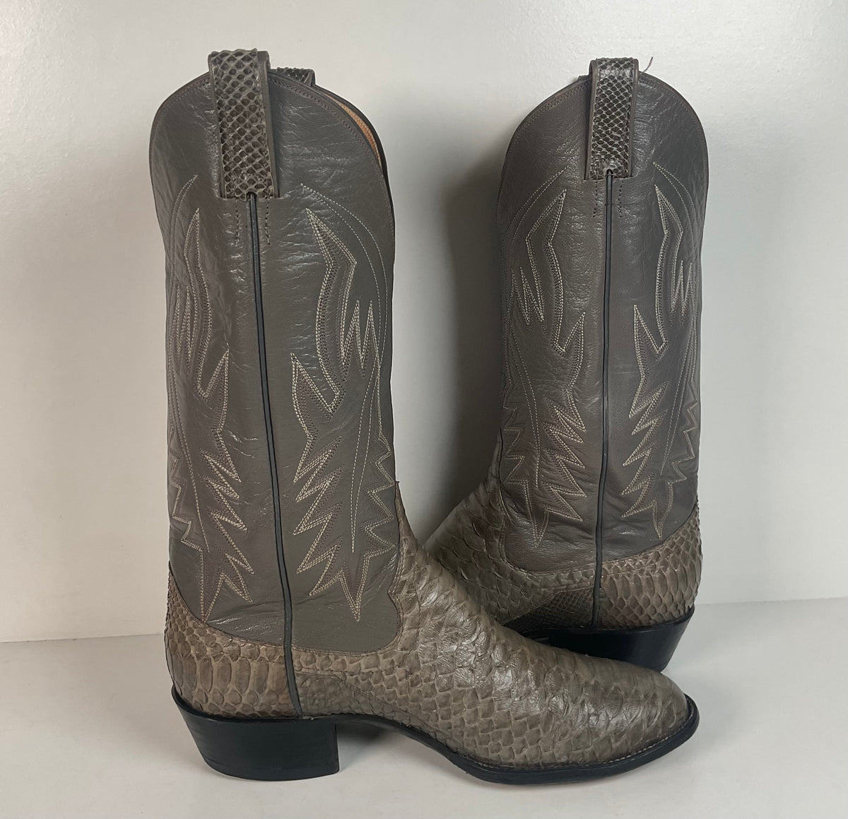 Vintage Sanders Python Snakeskin Cowboy Boots | Grey | Men’s 10 D