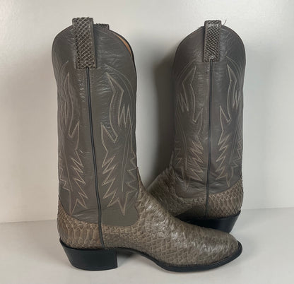 Vintage Sanders Python Snakeskin Cowboy Boots | Grey | Men’s 10 D