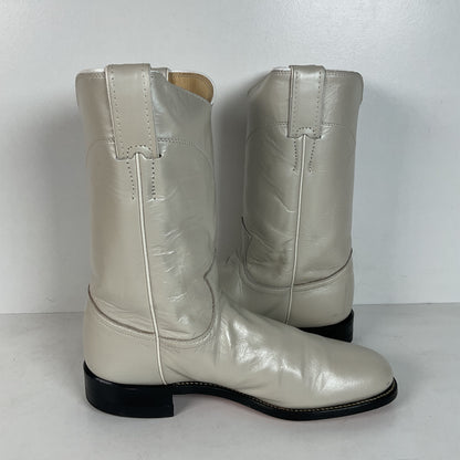 Justin Pearl White Roper Boots | Cowgirl | USA Made | Women’s 7.5 B
