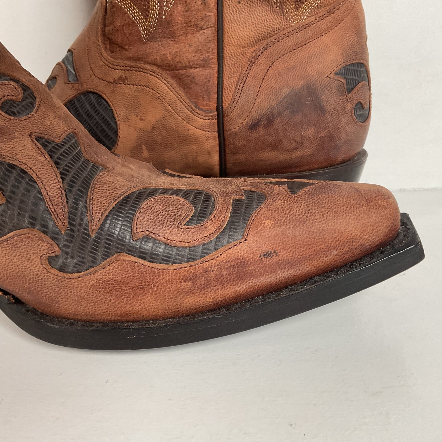 J. B. Dillon Goat Skin Cowboy Boots | Mad Dog | Tooled Inlays | Men’s 9 D