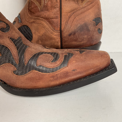 J. B. Dillon Goat Skin Cowboy Boots | Mad Dog | Tooled Inlays | Men’s 9 D