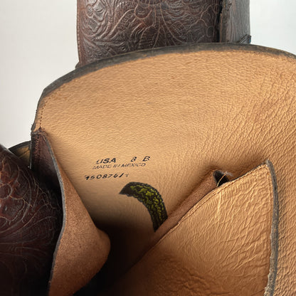 J.B. Dillon Western Riding Boots | Triple Buckle | Tooled | Women’s 8 B