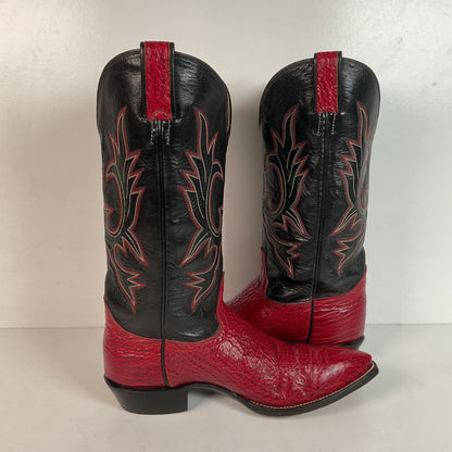 Vintage Hondo Shark Skin Cowgirl Boots 7.5 B Exotic Cherry Red