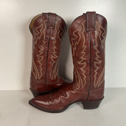 Vintage Justin Marbled Deerlite Cowboy Boots | USA Made | Deer Skin | 8.5 D