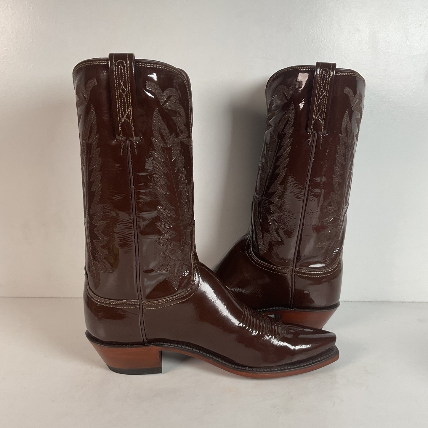 Lucchese Patent Leather Cowgirl Boots | Brown | Women’s 10
