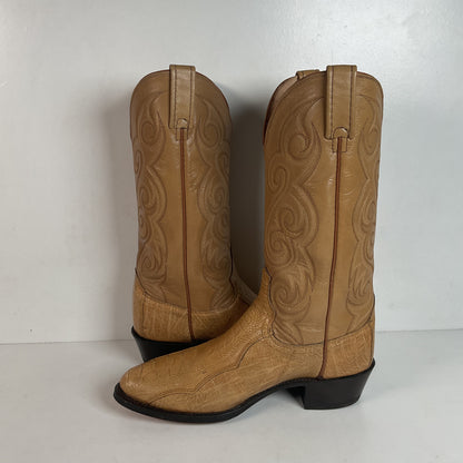 Dan Post Blonde Ostrich Leg Cowboy Boots 9 D Exotic