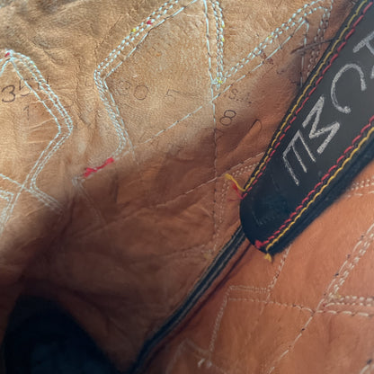 Vintage 1960s ACME Tooled Diamond Inlay Leather Cowboy Boots 8 D Old Label USA Made