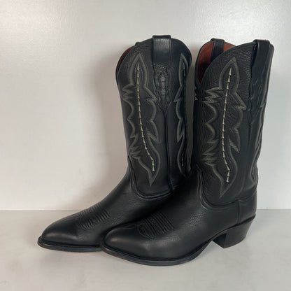 Lucchese 2000 Elk Skin Cowboy Boots | USA Made | Black | Original Box | 9.5 EE