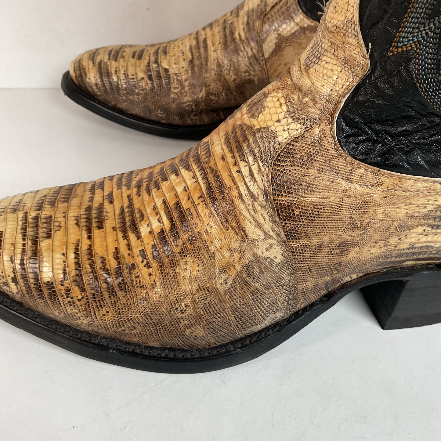 Vintage Tony Lama Natural Lizard Cowboy Boots 8.5 D USA Made