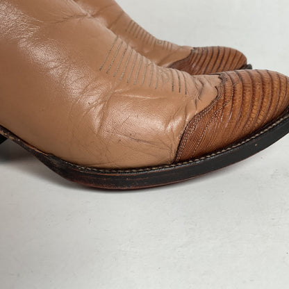 Vintage Tony Lama Gold Label Cowboy Boots 9.5 D Lizard Wingtip USA Made