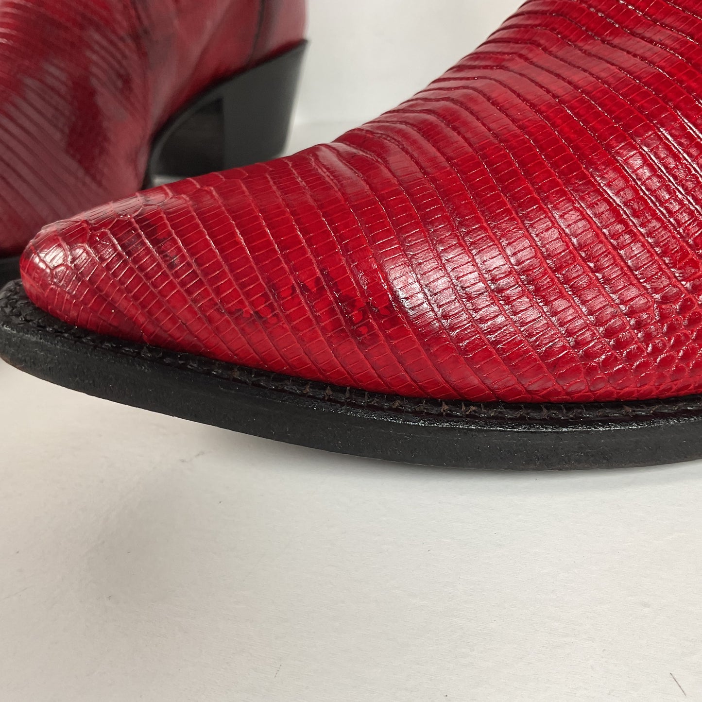 Vintage Justin Teju Lizard Cowgirl Boots | USA Made | Ruby Red | Women’s 7.5 B
