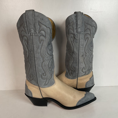 Vintage Wrangler Wingtip Cowgirl Boots 7.5 M Nubuck Suede