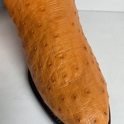 Vintage J. Chisholm Men’s Butterscotch Ostrich 7.5 D USA Made Exotic Pin Quill