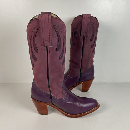 Vintage Frye Cowgirl Boots | Bear Claw | Purple | USA Made | Women’s 6.5 B