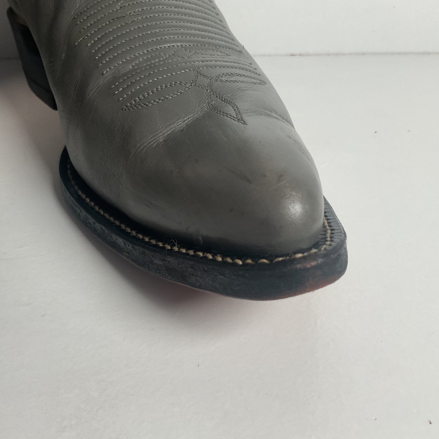 Vintage Grey Tony Lama Grey Cowboy Boots 11 D Gold Label USA Made