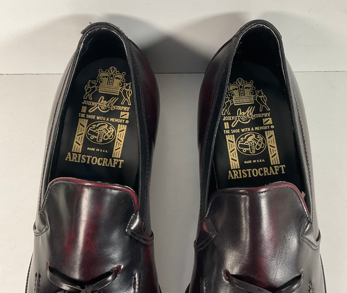 Vintage Johnston Murphy Aristocraft Oxblood Tassel Loafers 9.5 C USA Made