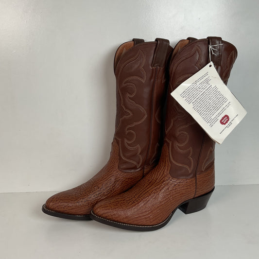Vintage Nocona Shark Skin Cowboy Boots 9 E USA Made Exotic