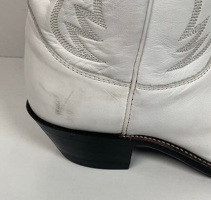 Justin Wedding White Cowgirl Boots 8 B USA Made
