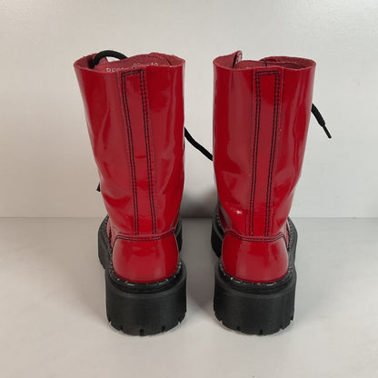 Underground England Lace Up Boots | Safety Toe | Cherry Red Patent | UK 6 | US 8