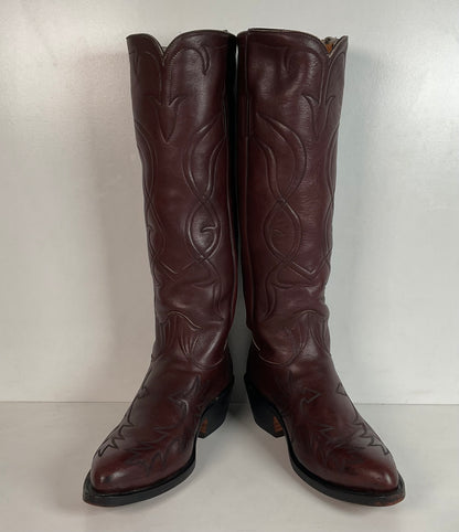 Vintage Stewart Boot Company Tall Cowgirl Boots 10 Narrow Romero Cloth Pulls