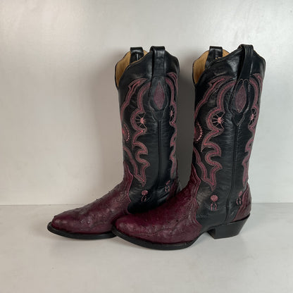 Corral Plum Ostrich Quill Cowgirl Boots 8 M Exotic Triad