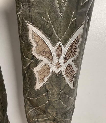 Vintage Justin Butterfly Cowgirl Boots | Snakeskin Inlay | USA Made | Women’s 5 B