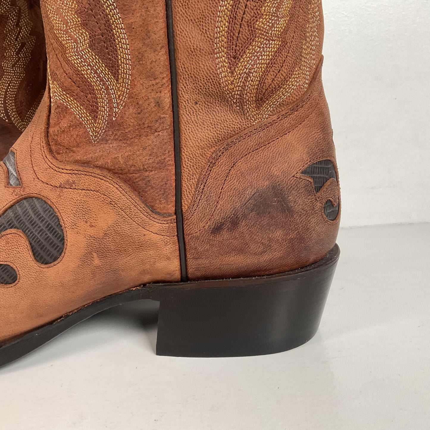 J. B. Dillon Goat Skin Cowboy Boots | Mad Dog | Tooled Inlays | Men’s 9 D