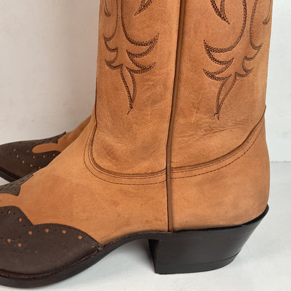 Nocona Wildebeest Wingtip Cowboy Boots Men’s 8.5 D USA Made Exotic Suede