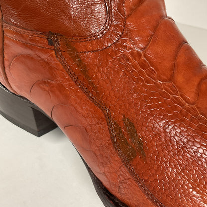 Vintage Longhorn Ostrich Leg Cowboy Boots | Exotic | Tooled Inlays | Men’s 13 D