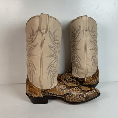Vintage Laredo Front Cut Python Cowboy Boots 12 D USA Made Snakeskin