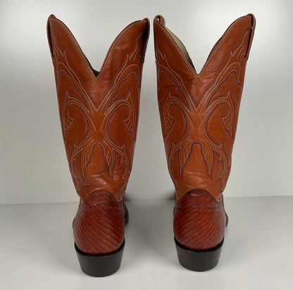 Vintage Hondo Cowboy Boots | Pieced Teju Lizard | Extra Wide | 10 EE