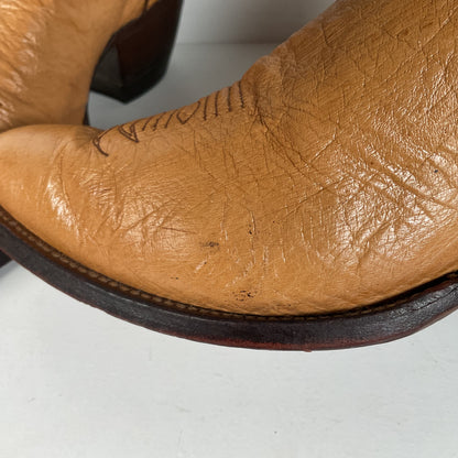 Vintage Justin Smooth Ostrich Cowboy Boots | USA Made | Butterscotch | 8 EE