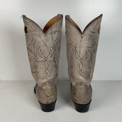 Vintage Justin Marbled Cowboy Boots | USA Made | Punchy | Grey | Men’s 9 D