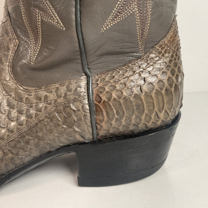 Vintage Sanders Python Snakeskin Cowboy Boots | Grey | Men’s 10 D