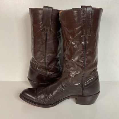 Vintage 1950s Frye Authentic Cowboy Boots 8.5 D Dark Brown Calfskin