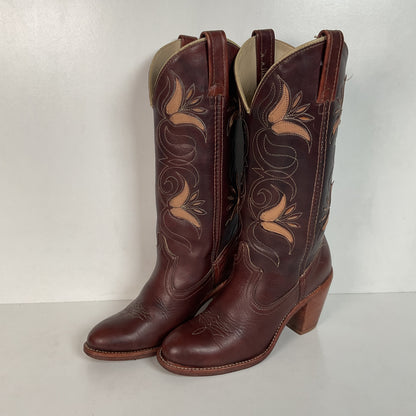 Vintage Dingo Acme Tulip Cowgirl Boots 6 M Tooled USA Made