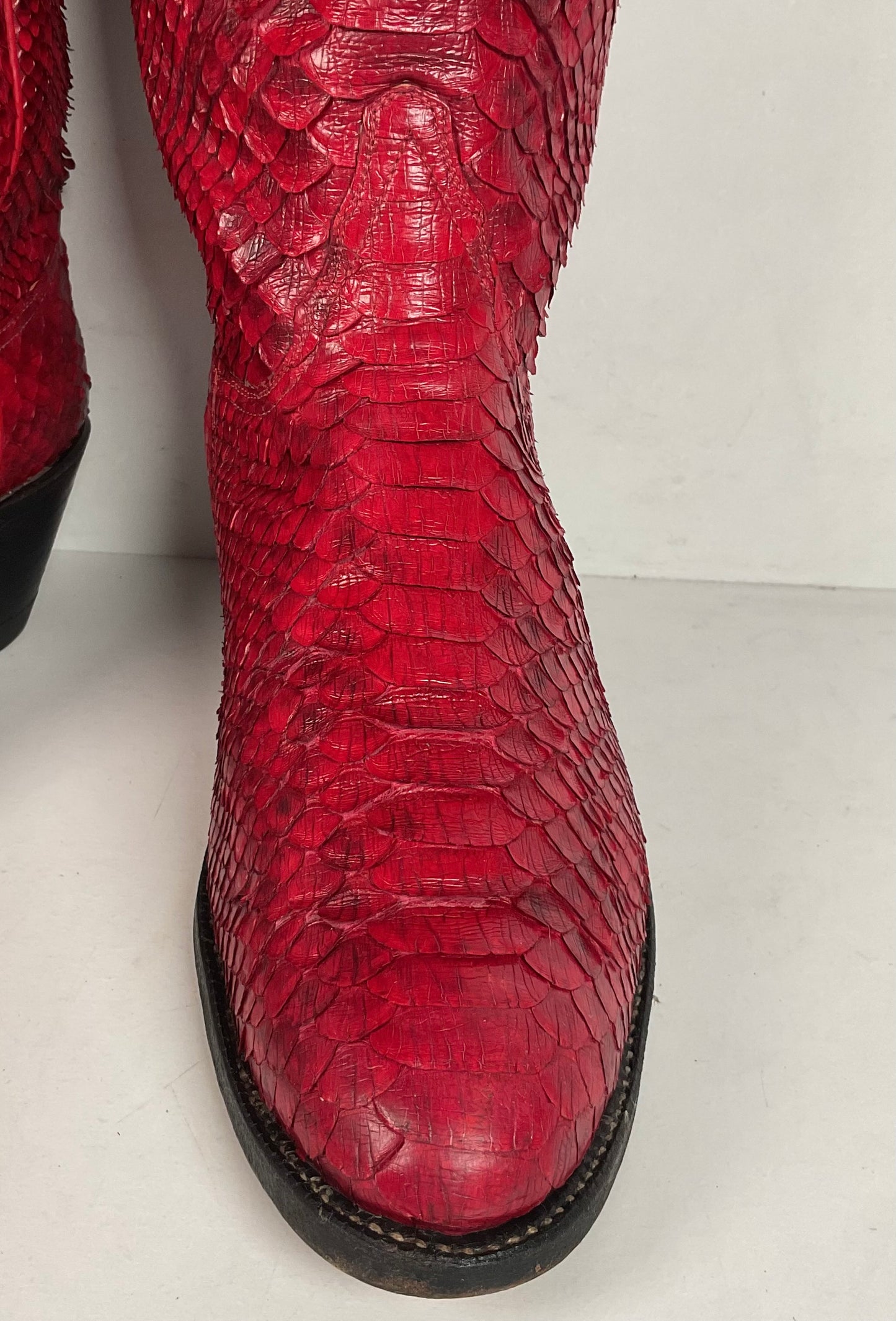 Tony Lama Full Python Cowboy Boots | Red Snakeskin | Men’s 9 | Women’s 10