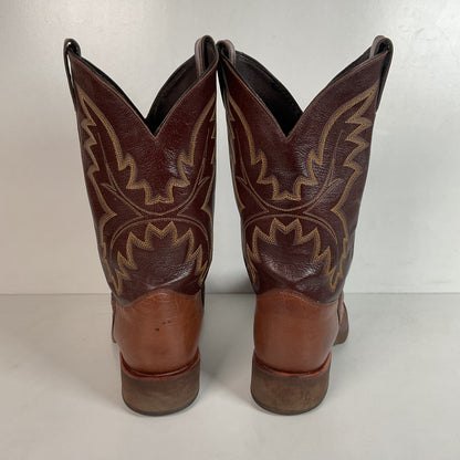 Justin Smooth Ostrich Tekno Crepe Roper Boots 8.5 EE USA Made Exotic