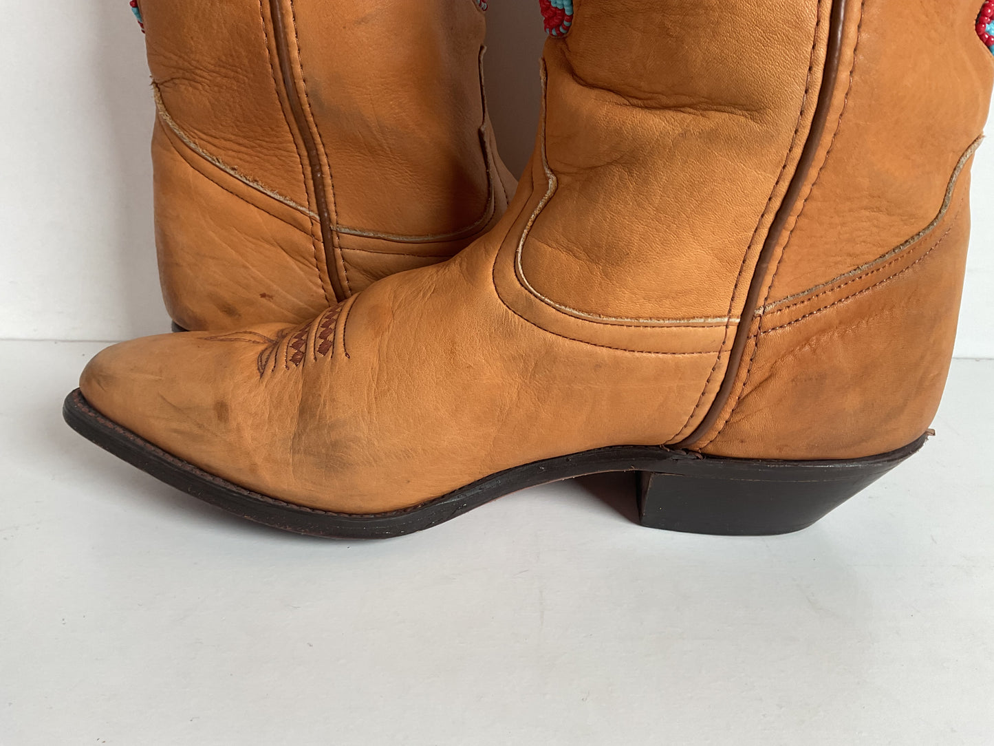 Vintage Code West Navajo Fringe Cowgirl Boots 8.5 M USA Made