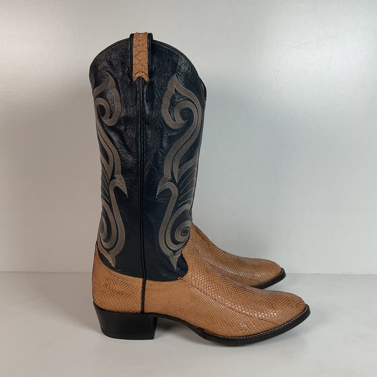 Vintage Larry Mahan Snakeskin Cowboy Boots | Exotic | Narrow | Men’s 11 B