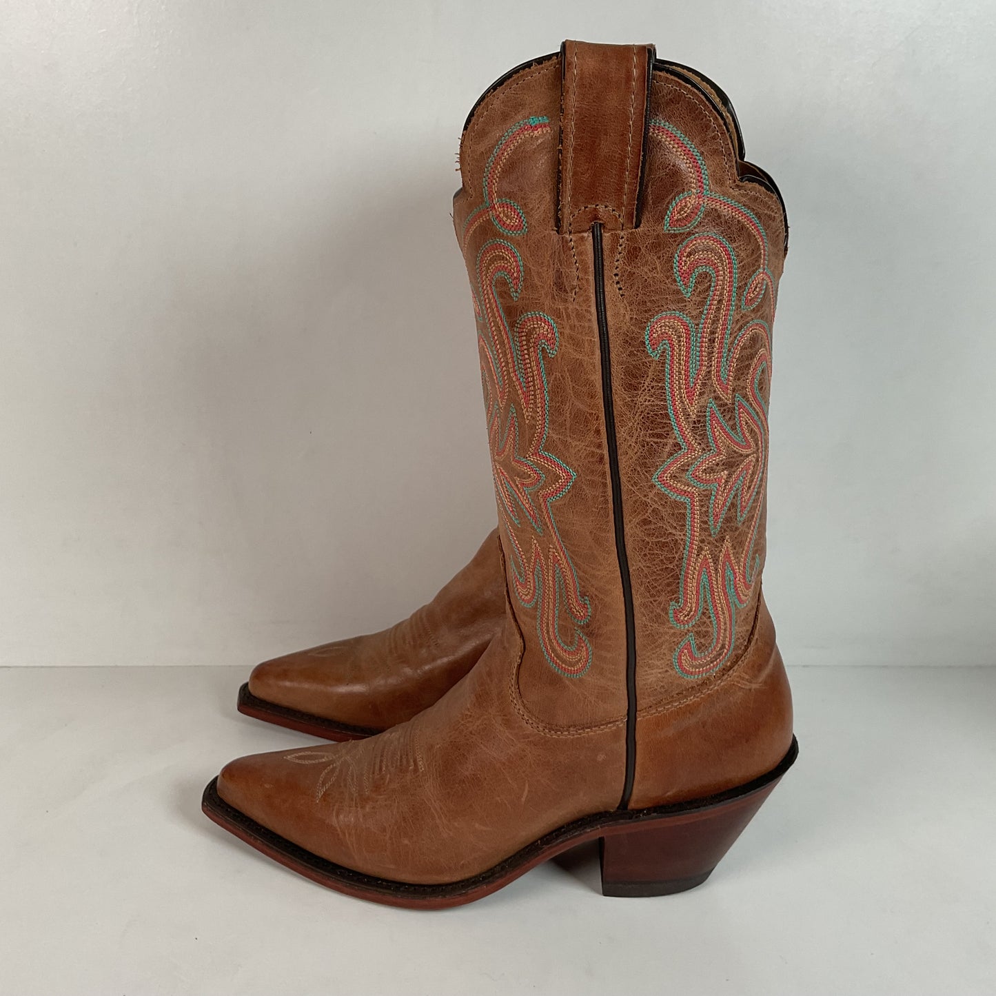 Justin Bent Rail Leather Cowgirl Boots 7 B New Without Box
