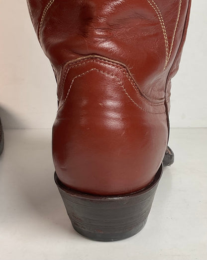 Vintage Justin Tall Butterfly Inlay Cowgirl Boots 6.5 C Snakeskin 70s